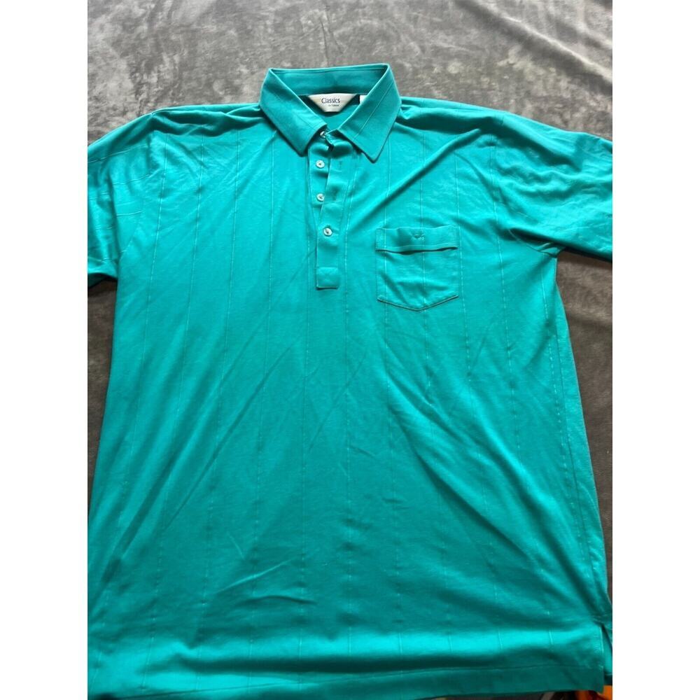 Palmland Classic 2 Pocket Solid Polo Shirt Size Blue Medium-XLT